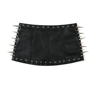 Black Leather Mini Skirt with Silver Spikes